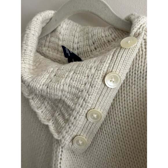 GAP Kids Sweater Knit Poncho Cape Ivory Cream Buttons Lambs Wool S/M - Picture 3 of 12